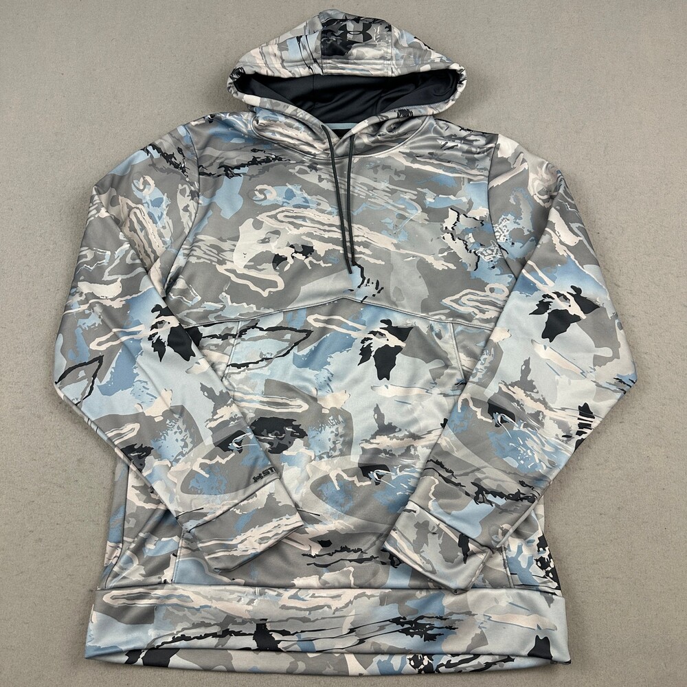 Under Armour Hoodie Men Medium Blue Grey Camo Storm1 Performance Pullover M
